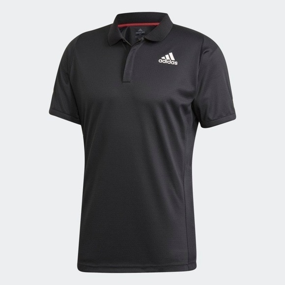 Adidas New With Tags FREELIFT TENNIS POLO SHIRT HEAT.RDY Black Size Medium - Picture 3 of 13